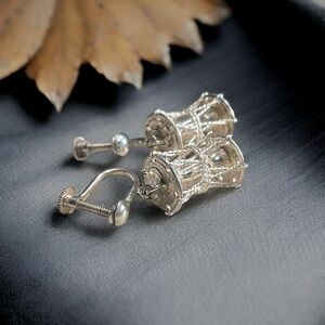 🌺Rare Vintage Sterling Damaru Drum Earrings